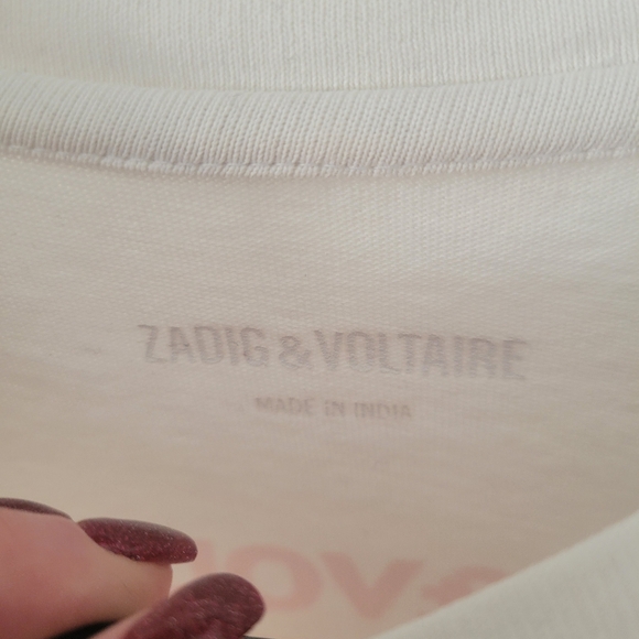 Zadig & Voltaire Graphic Tee White Pink Print Size S GUC - Picture 4 of 6